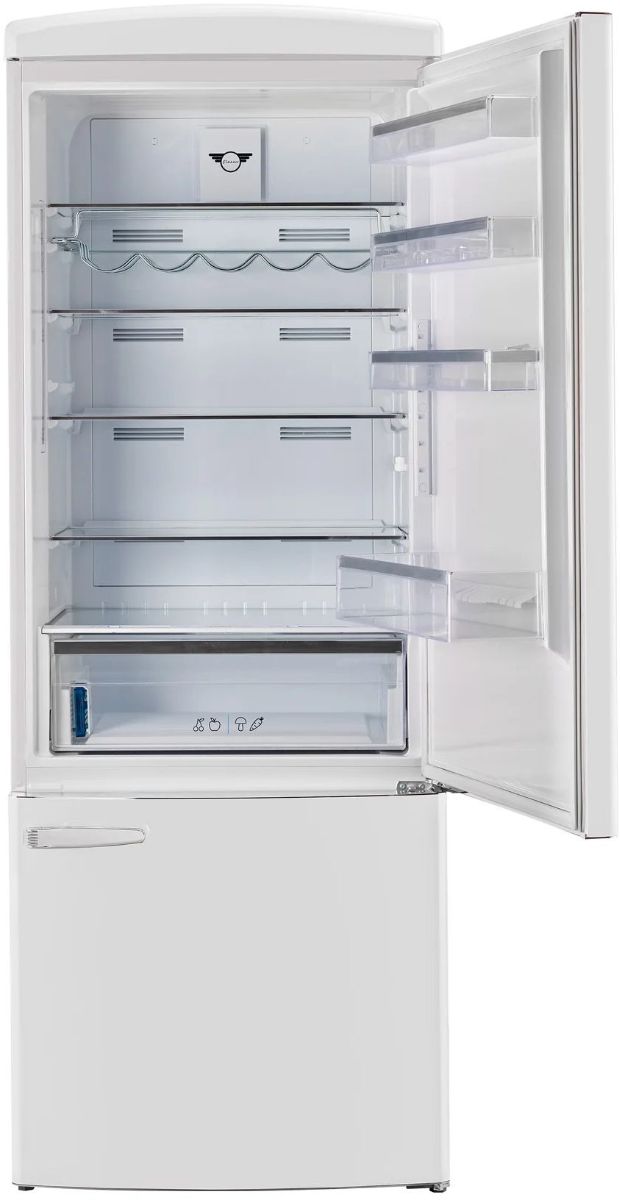 Unique® Appliances Classic Retro 28" 17 Cu. Ft. Marshmallow White Counter Depth Bottom Freezer Refrigerator-3