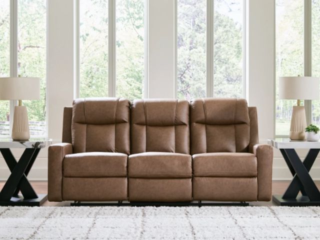 Benchcraft® Mackmenville Caramel Manual Reclining Sofa-2