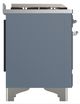 Ilve® Majestic III 40" Blue Gray Pro Style Dual Fuel Natural Gas Range with Solid Door and Chrome Trim-3