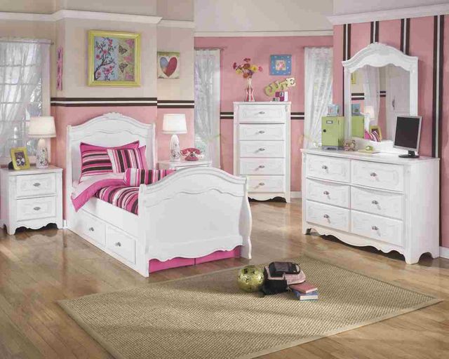 Signature Design by Ashley® Exquisite White Twin Sleigh Storage Bed-3