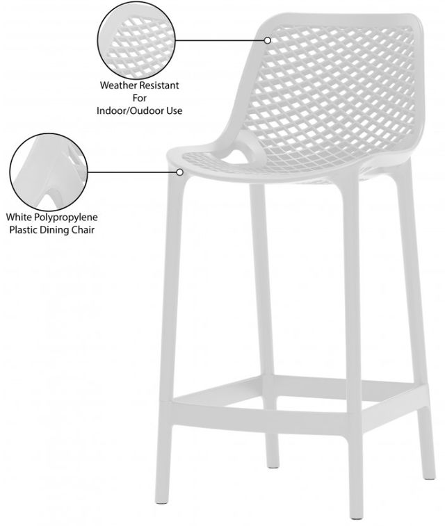 Meridian Furniture Mykonos White Plastic Outdoor Patio Stool-3