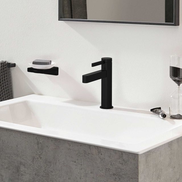 Hansgrohe Finoris Matte Black Single-Hole Faucet 110 with Pop-Up Drain-1