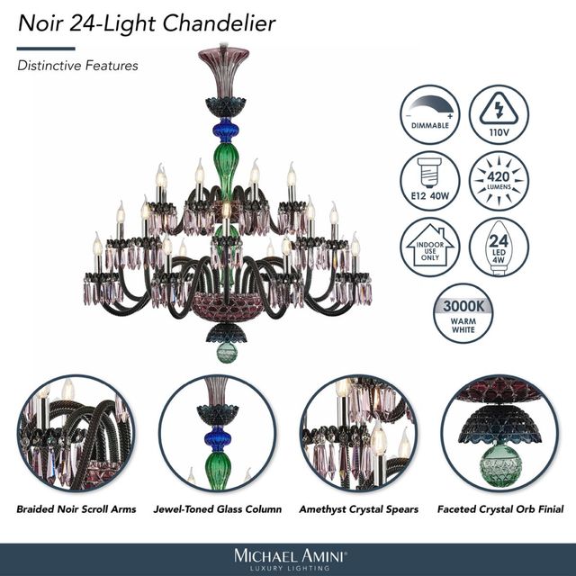 Michael Amini® Noir Black 24-Light Chandelier-3