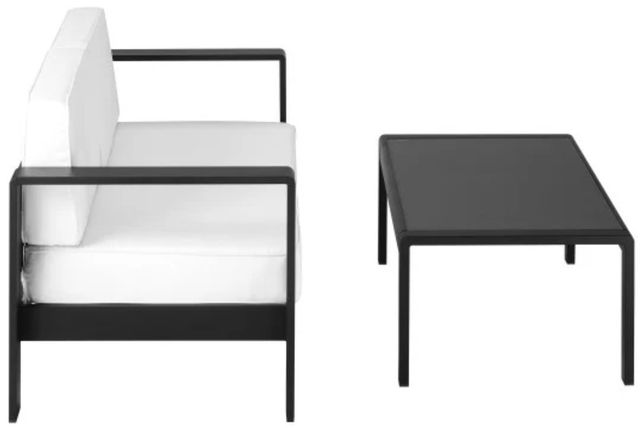 Linon Key 2-Piece Black/White Aluminum/Fabric Outdoor Conversation Set-4
