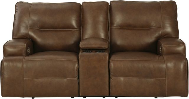 Signature Design by Ashley® Francesca Auburn Power Reclining Loveseat with Console and Adjustable Headrest-2
