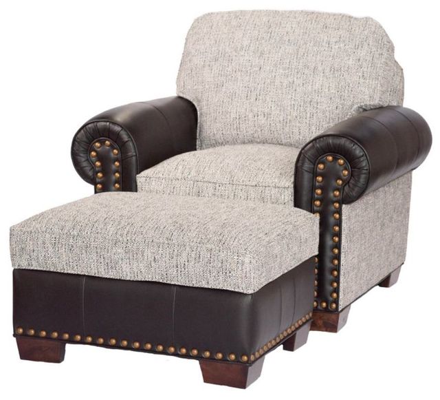 Marshfield Furniture Baldwin (Leather) Black/Light Gray Storage Ottoman-2