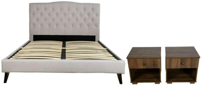 Bernards Rachel 3-Piece Beige/Brown Queen Panel Bedroom Set-0