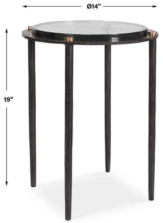 Uttermost® Wren Rubbed Dark Bronze/White Round Marble Accent Table-4