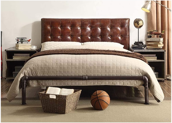 ACME Furniture Brancaster Brown Queen Upholstered Panel Bed-3