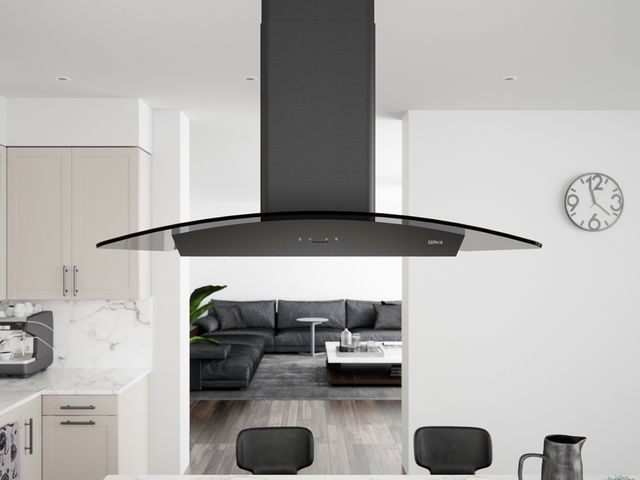 Zephyr Ravenna Island 36" Smoke Gray Glass Island Range Hood