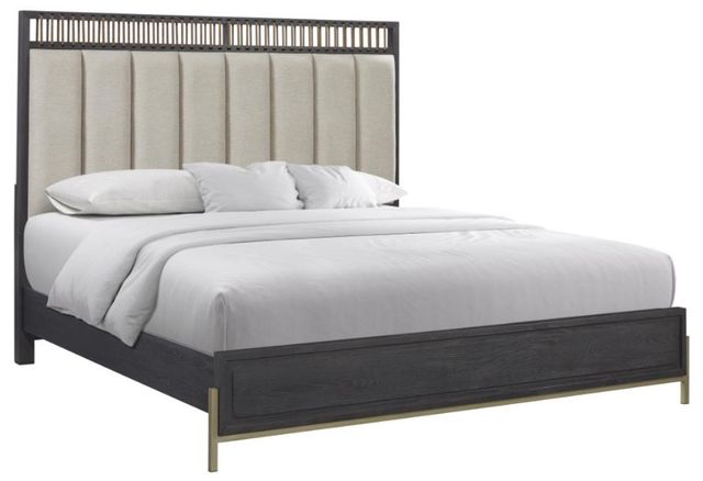 Bernards Elure Beige/Peppercorn Queen Upholstered Strap Panel Bed-0
