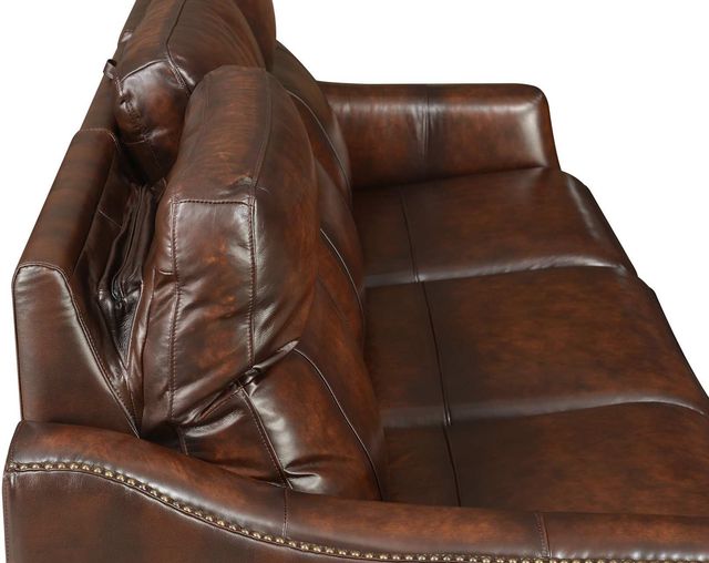 Steve Silver Co. Akari English Chestnut Dual-Power Recliner Sofa with Dropdown Console-1
