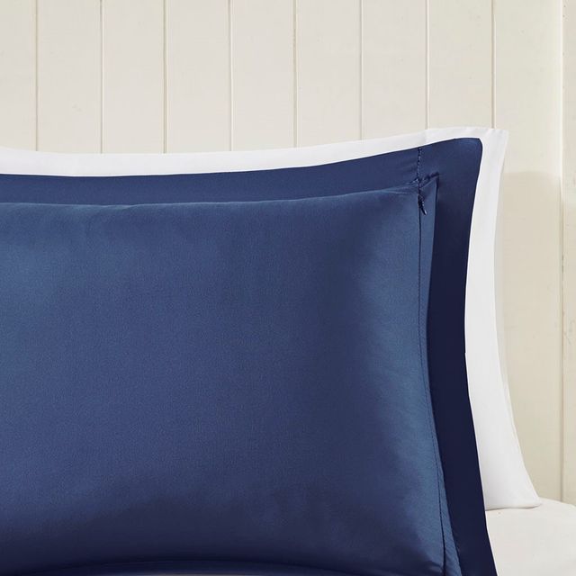 Olliix by Madison Park Essentials Larkspur Red and Navy King 3M Scotchgard Reversible Down Alternative Comforter Set-4
