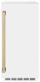 ZLINE Autograph Edition Touchstone 15" 75 lbs. White Matte Door with Polished Gold Handle Clear Cube Ice Maker with Drain Pump-0