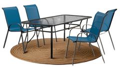 Furniture of America® Pierro 5-Piece Blue Glass/Metal Outdoor Dining Set