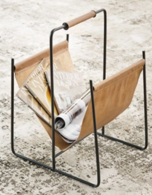 Signature Design by Ashley® Faronworth Black/Brown Leather Magazine Rack-3