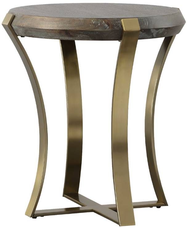 Uttermost® Unite Dark Walnut Stainwashed Side Table with Brushed Brass Legs-0