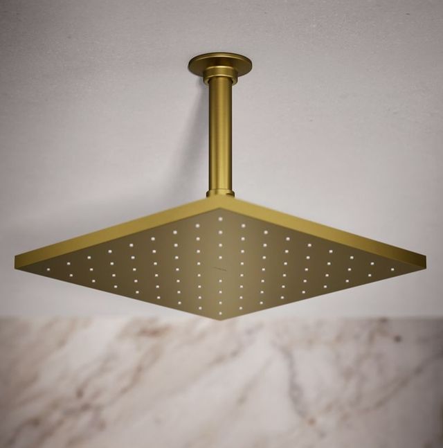 KOHLER® Contemporary Vibrant Brushed Moderne Brass 1.75 GPM Square 10" Single-Function Rainhead-1