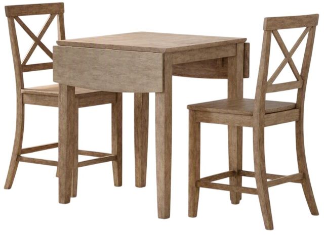 Jofran Inc. Eastern Tides 3-Piece Brushed Bisque Counter Table Set with X Back Stools-0