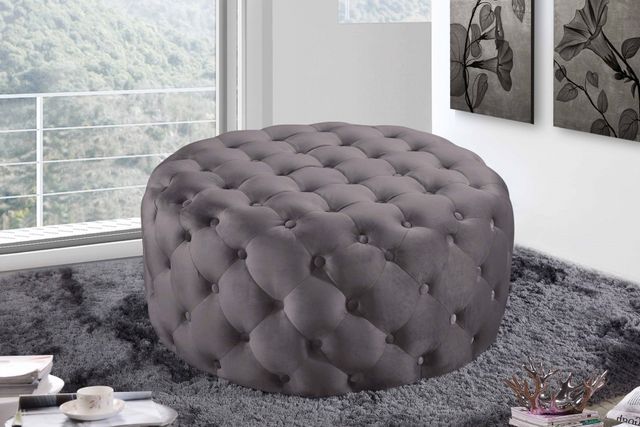 Meridian Furniture Addison Grey Velvet Ottoman-1