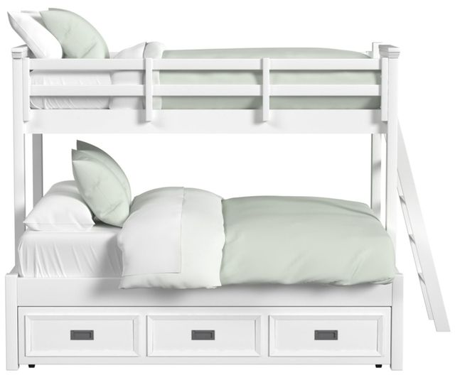 Elements International Hampton Kids White Youth Twin/Full Loft Bed with Ladder and Trundle-2