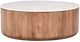 Classic Home Josie White 46" Round Coffee Table with Hickory Brown Base-0