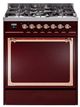 Ilve® Nostalgie II Noblesse 30'' Burgundy Pro Style Dual Fuel Range with Copper Trim-0