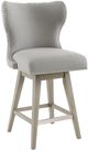 Olliix by Madison Park Grey Hancock High Wingback Button Tufted Upholstered Swivel Counter Stool-0