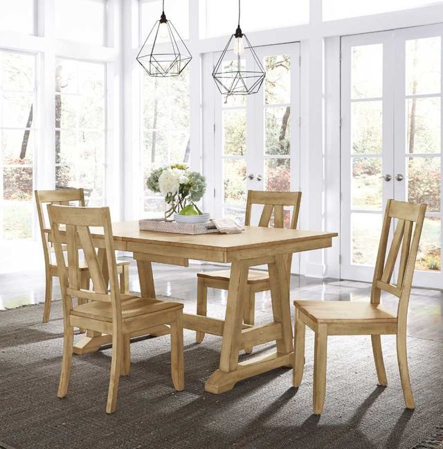 Liberty Furniture Lindsey Farm 5-Piece Natural Trestle Dining Table Set-1
