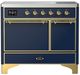 Ilve® Majestic III 40" Midnight Blue Pro Style Induction Range with Solid Door and Brass Trim-0