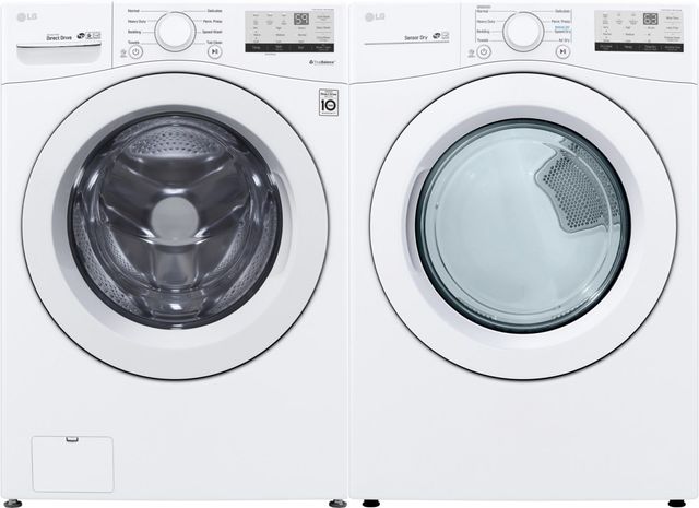LG White Front Load Washer & Electric Dryer Laundry Pair-0