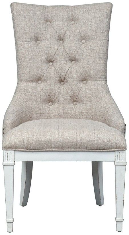 Liberty Furniture Abbey Park Antique White/Weathered Brown Hostess Dining Chair-3