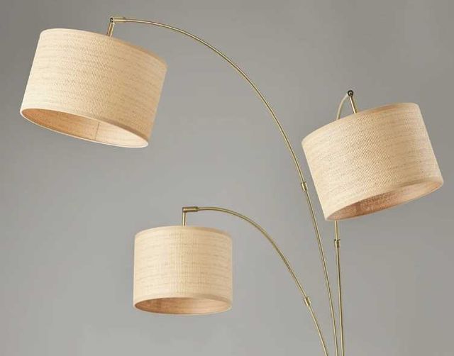 Adesso® Bowey Antique Brass 3-Arm Arc Floor Lamp-3