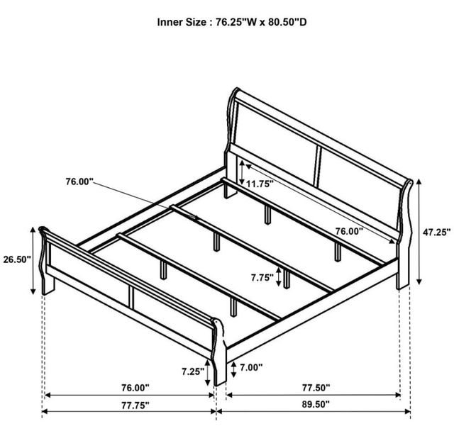 Coaster® Louis Philippe White Eastern King Sleigh Panel Bed-3