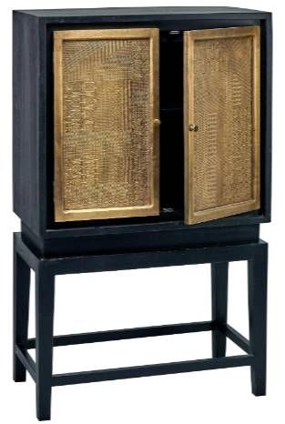 Jaipur Furniture Copeland Black/Brass Bar Cabinet-2