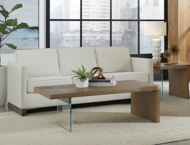 Modus Furniture One Bisque Top Coffee Table with Glass Base-1
