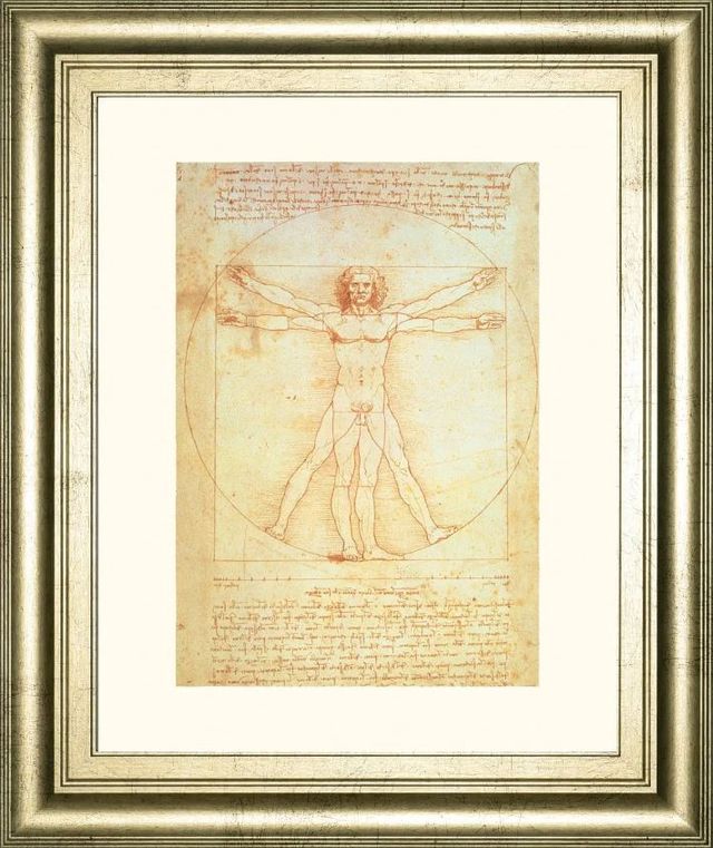 Classy Art Vituvian Man by Leonardo Da Vinci Wall Art-0