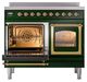 Ilve® Nostalgie II Noblesse 40'' Emerald Green Pro Style Induction Range with Brass Trim-3