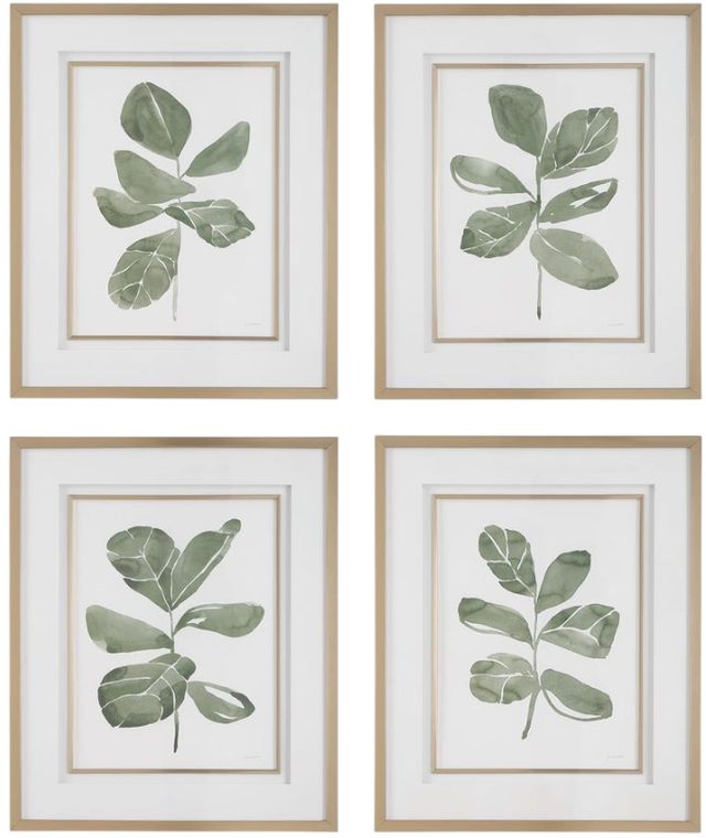 Uttermost® Fiddle Head 4-Piece Leaf Framed Print Art Set-0