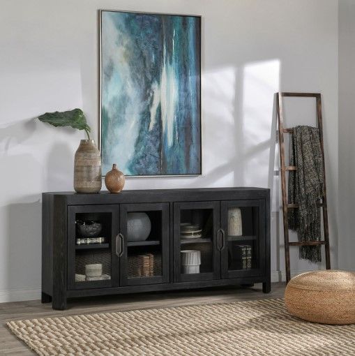 Classic Home Macarthur Antique Black 4-Door Cabinet-1