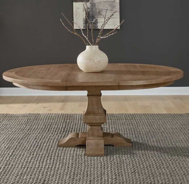 Liberty Furniture Haven Hills Camel Beige Pedestal Dining Table-1