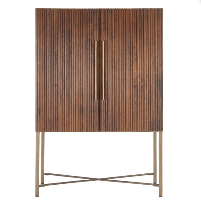 Home Trends & Design Cosmopolitan Dark Pewter/Honey Brown Bar Cabinet-1