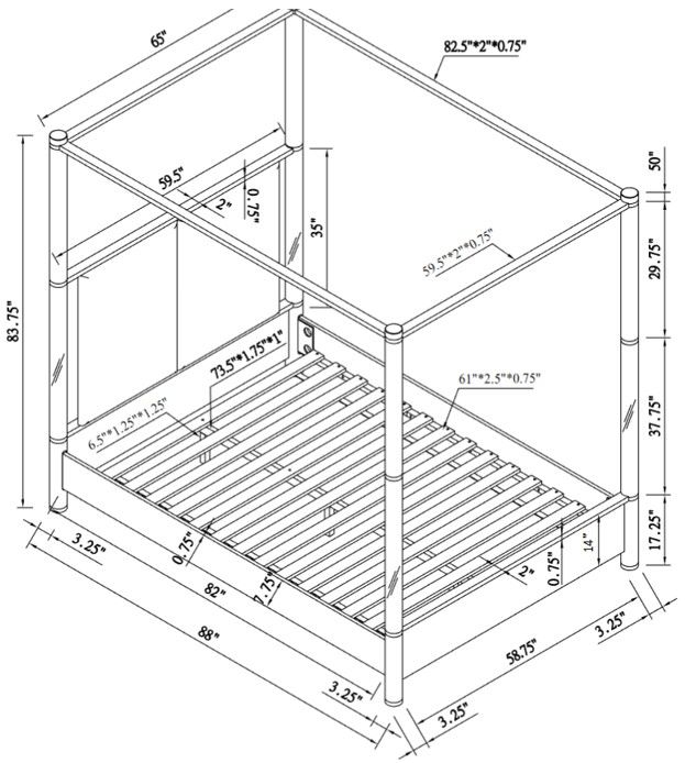 Global Furniture USA Malmo Oak Queen Canopy Bed-2