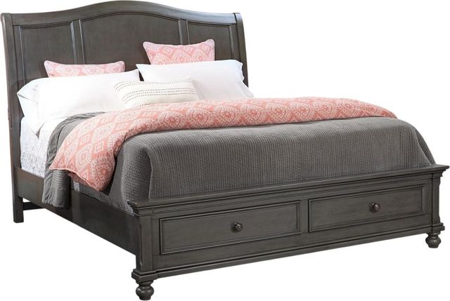 aspenhome® Oxford Peppercorn King Sleigh Storage Bed-0