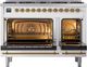 Ilve® Nostalgie II 48" White Pro Style Dual Fuel Range with Brass Trim-1