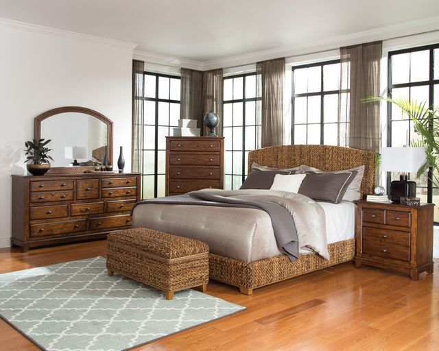 Coaster® Laughton King Woven Banana Leaf Footboard, Side Rails, and Slats-3