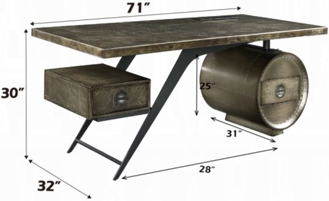 ACME Furniture Brancaster Bronze Aluminum Executive Writing Desk-2