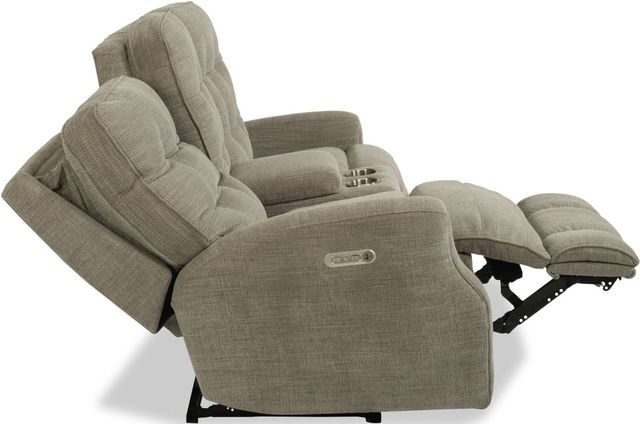 Flexsteel® Devon Smoke Power Reclining Loveseat with Console and Power Headrests-2