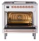 Ilve® Nostalgie II Noblesse 36'' White Pro Style Dual Fuel Range with Copper Trim-2