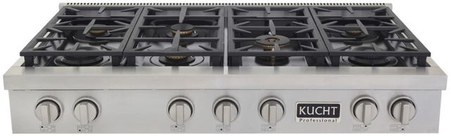 Kucht Professional KFX Series 48" Stainless Steel Natural Gas Range Top with Classic Silver Knobs-0